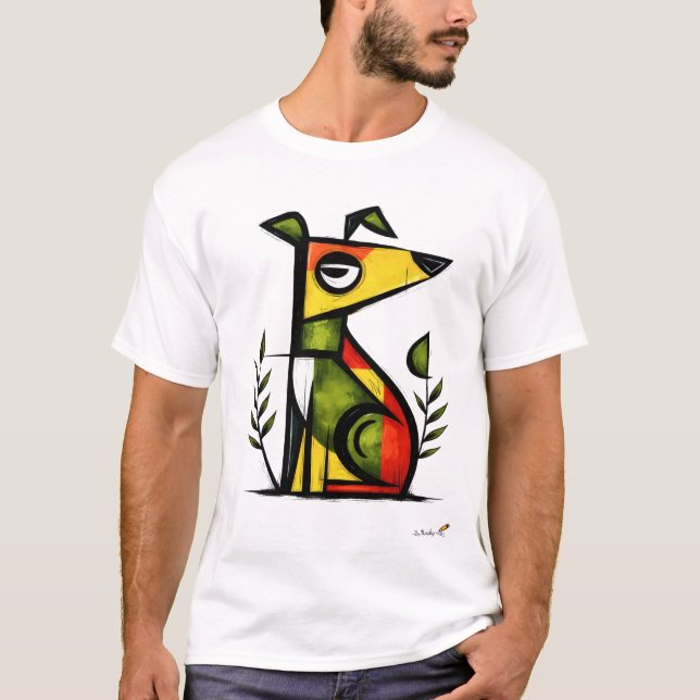 Abstract Expressionist Dog Modern Animal Art T Shirt (Framsida)