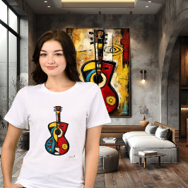 Abstract Expressionist Guitar Art – Modern Music T Shirt