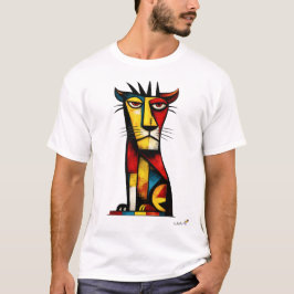 Abstract Expressionist Lion Geometric Modern Art T Shirt