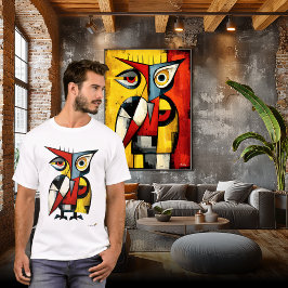 Abstract Expressionist Owl Modern Animal Art T Shirt