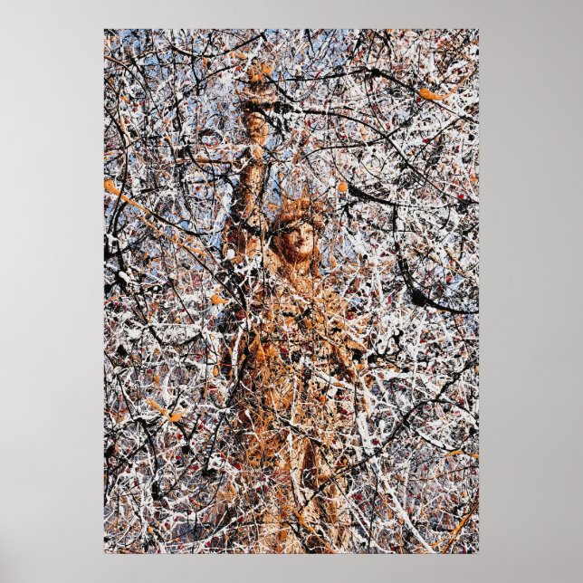 Abstract Expressionist Statue of Liberty Drip Art Poster (Framsidan)