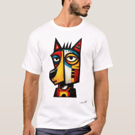Abstract Expressionist Wolf Geometric Modern Art T Shirt