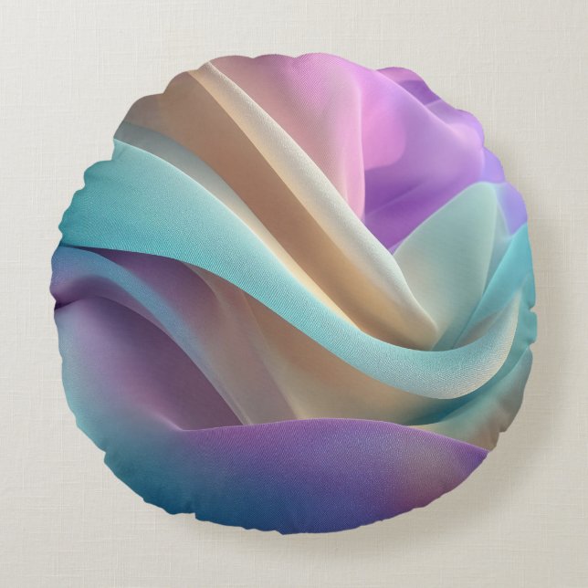 Abstract Fabric Texture in Pastel Tones Rund Kudde (Framsidan)