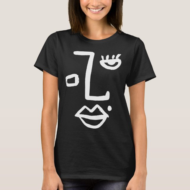 Abstract Face One Line Women Men Kids Boys Girls T T Shirt (Framsida)