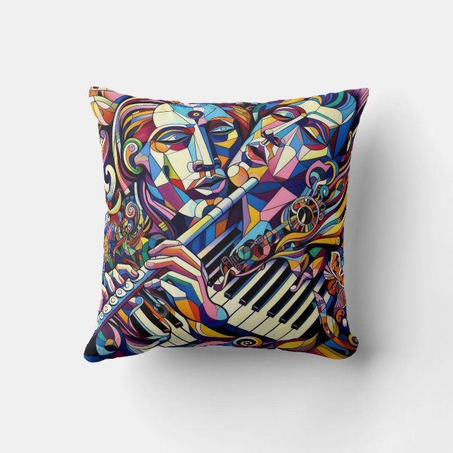 Abstract Faces and Instruments Kudde (Baksida)