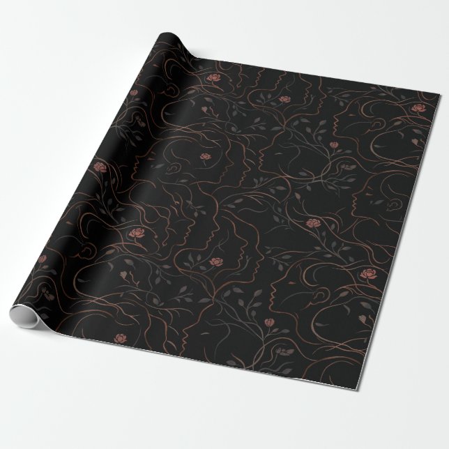 Abstract Faces Botanical Wrapping Paper Presentpapper (Utrullad)