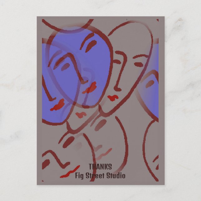 Abstract Faces, Fig Street Studio Vykort (Framsida)