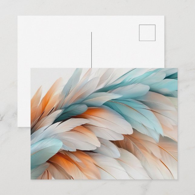 Abstract Feather Flow – Soft Elegance Vykort (Fram/baksida)