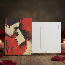 Abstract Fiery Red Couple in Love Valentine's Day Helg Vykort