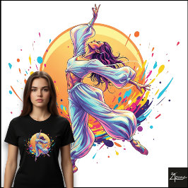 Abstract Floating Dancer Flowing Neon Clothes T Shirt