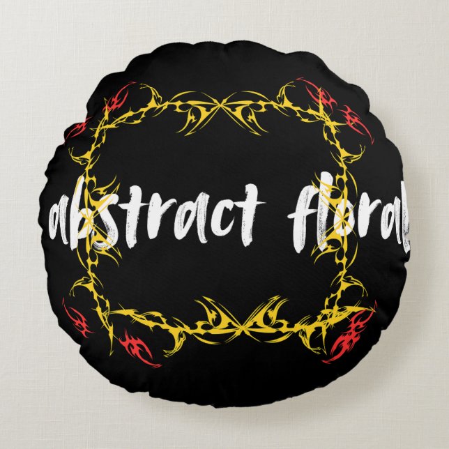 Abstract Floral Art Design | Modern Flower  Rund Kudde (Framsidan)