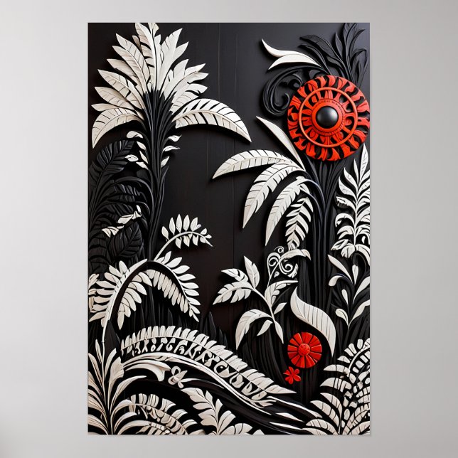 Abstract Floral Art Print Poster (Framsidan)