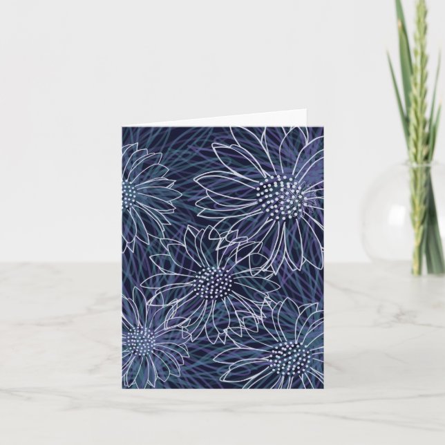 Abstract Floral Blank Note Card Tack Kort (Framsida)