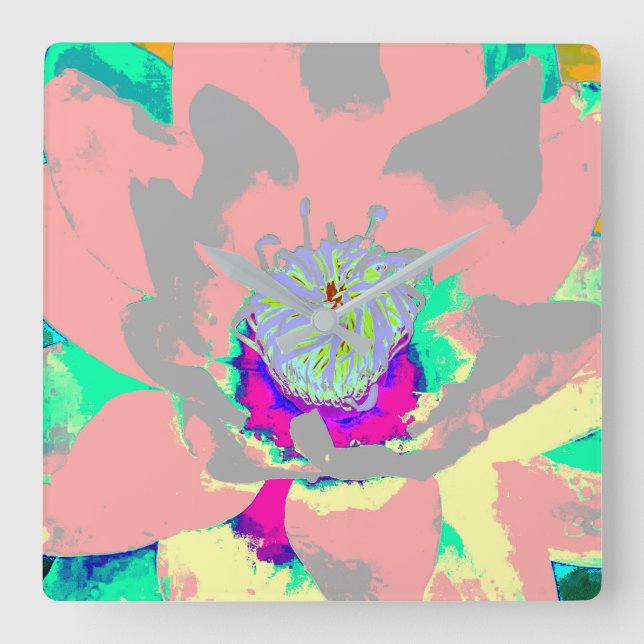 Abstract floral clock fyrkantig klocka (Framsida)