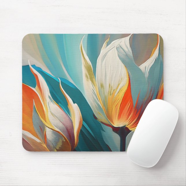 Abstract Floral Glow in Teal and Orange Musmatta (Med mus)