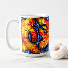 Abstract Floral Koi Fish Orange Yellow Red Blue Kaffemugg