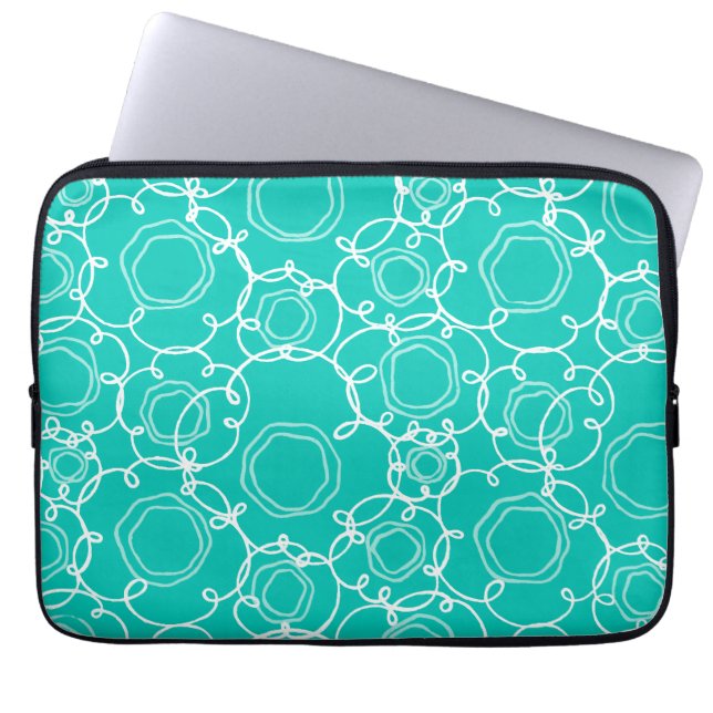 Abstract Floral Matrix (Teal) Fine Art Laptop Fodral (Framsidan)