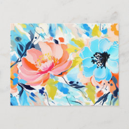 Abstract floral pattern painting  vykort