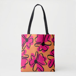 Abstract Floral Pattern Tote Bag | Bold Retro  Tygkasse