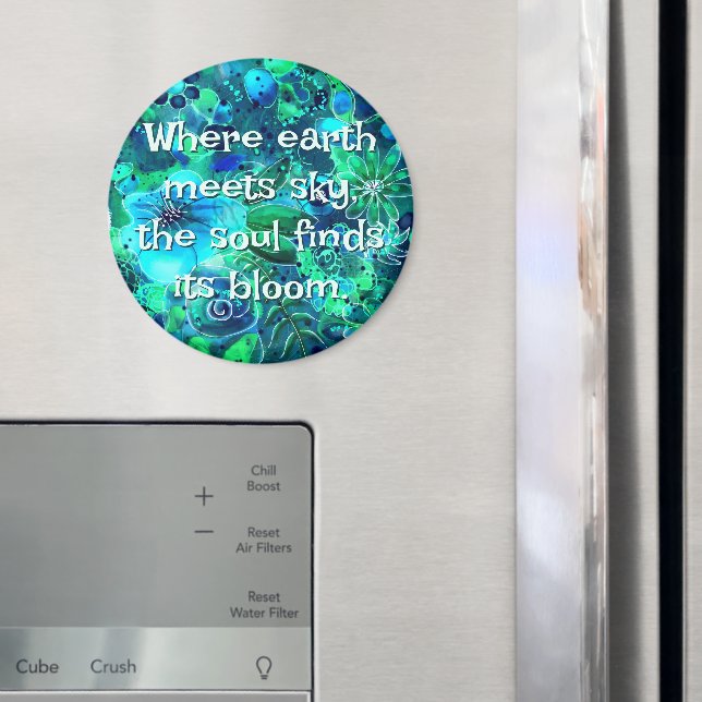 Abstract Floral Teal Blue Green Personalized Magnet (In Situ (Fridge))