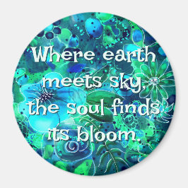 Abstract Floral Teal Blue Green Personalized Magnet