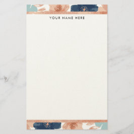 Abstract Floral with Rose Gold Border Brevpapper