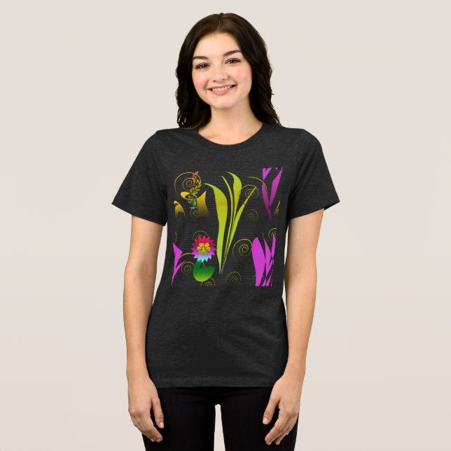 Abstract Floral with Spirals 1 T Shirt (Framsida Full)