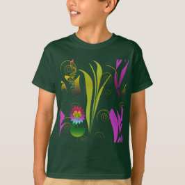 Abstract Floral with Spirals T Shirt
