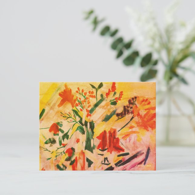 Abstract Flower Art Card Vykort (Stående Fram)