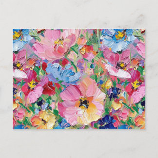 Abstract  Flowers Impressionist Postcard Vykort