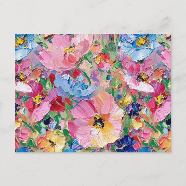 Abstract  Flowers Impressionist Postcard Vykort (Framsida)