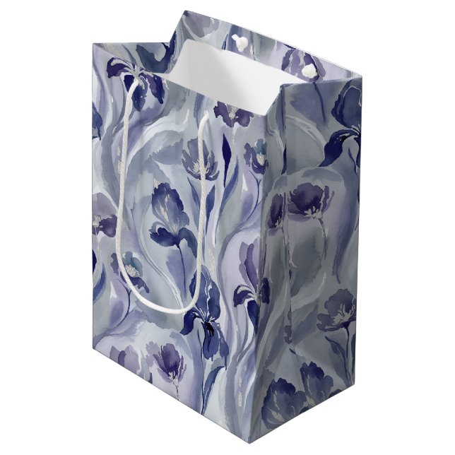 Abstract Flowers Pattern Indigo Purple Iris (Framsidan Vinklad)