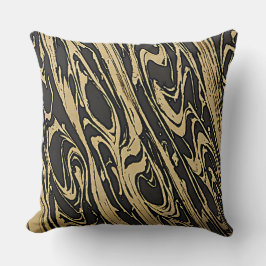 Abstract Fluid Art - Black Marble Effect Kudde