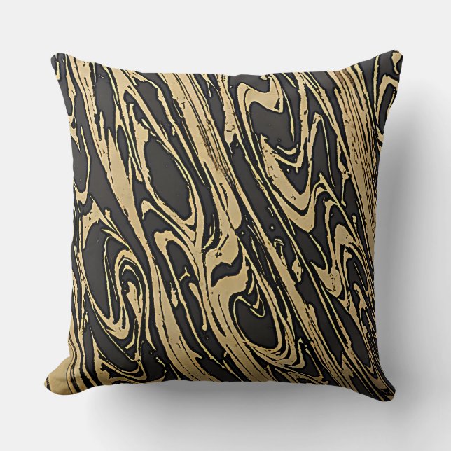 Abstract Fluid Art - Black Marble Effect Kudde (Framsida)