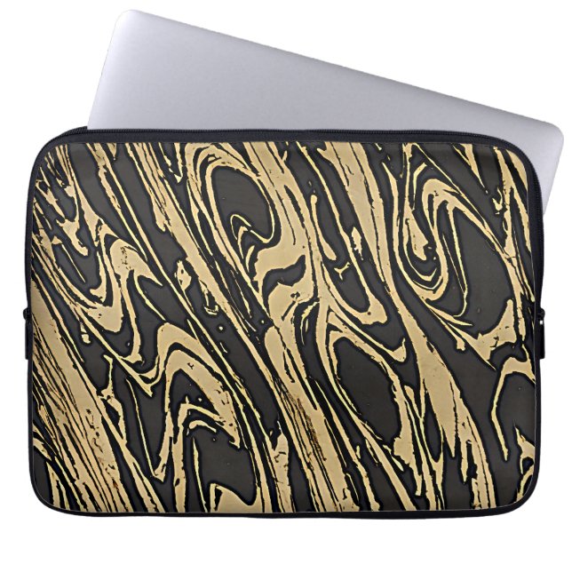 Abstract Fluid Art - Black Marble Effect Laptop Fodral (Framsidan)