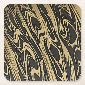 Abstract Fluid Art - Black Marble Effect Underlägg Papper Kvadrat