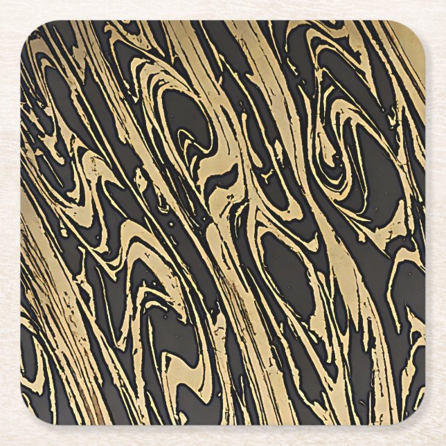 Abstract Fluid Art - Black Marble Effect Underlägg Papper Kvadrat (Framsidan)
