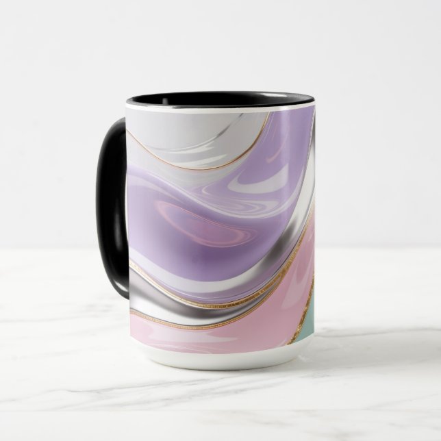 Abstract Fluid Art Pastel Mug – Trendy Pastel Art Mugg (Framsida vänster)