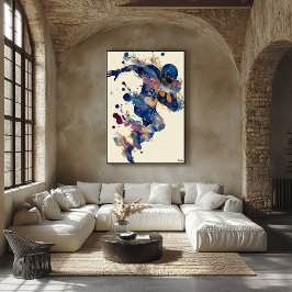 Abstract Fluid Ink Football Player – Expressive  Poster