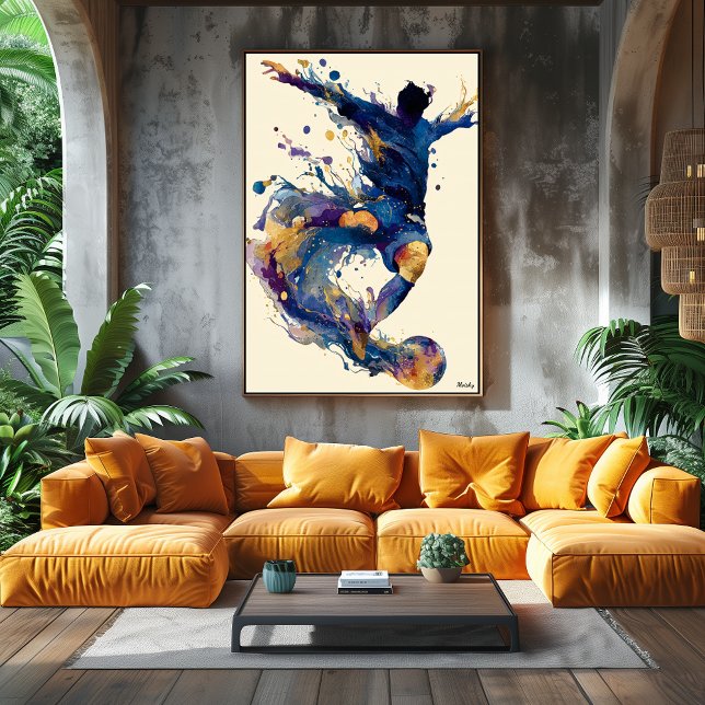 Abstract Fluid Ink Soccer Player – Modern Motion Poster (Skapare uppladdad)