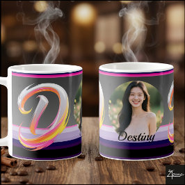 Abstract Fluid Letter D Neon Brush Kaffemugg