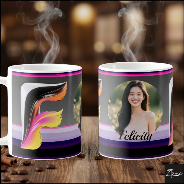 Abstract Fluid Letter F Neon Feather Kaffemugg (This is a sample design. There are several models to choose from, with the name and color changed.
)
