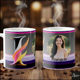 Abstract Fluid Letter I Neon Feather Kaffemugg