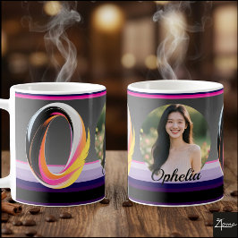 Abstract Fluid Letter O Neon Feather Kaffemugg