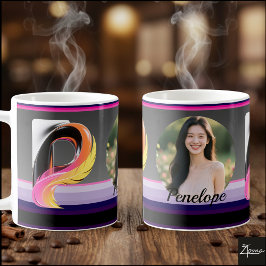 Abstract Fluid Letter P Neon Feather Kaffemugg