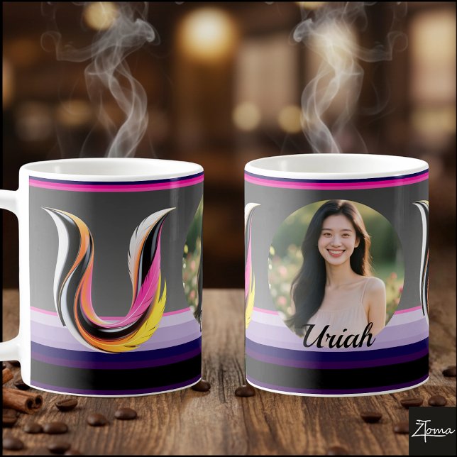 Abstract Fluid Letter U Neon Feather Kaffemugg (This is a sample design. There are several models to choose from, with the name and color changed.
)