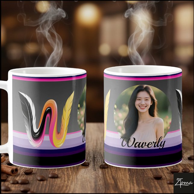 Abstract Fluid Letter W Neon Feather Kaffemugg (This is a sample design. There are several models to choose from, with the name and color changed.
)