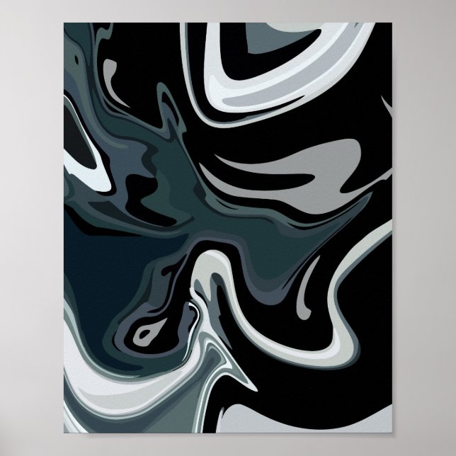 Abstract Fluidity in Monochrome Swirls Poster (Framsidan)