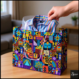 Abstract Folk Art Geometric Quilt Mosaic