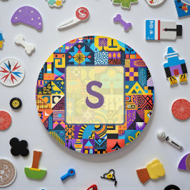 Abstract Folk Art Geometric Quilt Mosaic Magnet